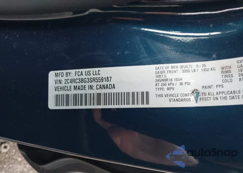 2025 Chrysler Pacifica Select from USA, damaged, VIN 2C4RC3BG3SR559187